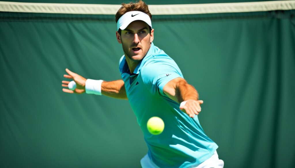 Tennis player hitting a forehand